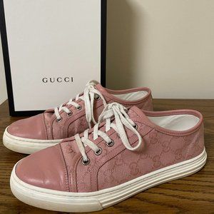 Gucci Women's Low-Top Pink Canvas Sneakers EU 37.5
